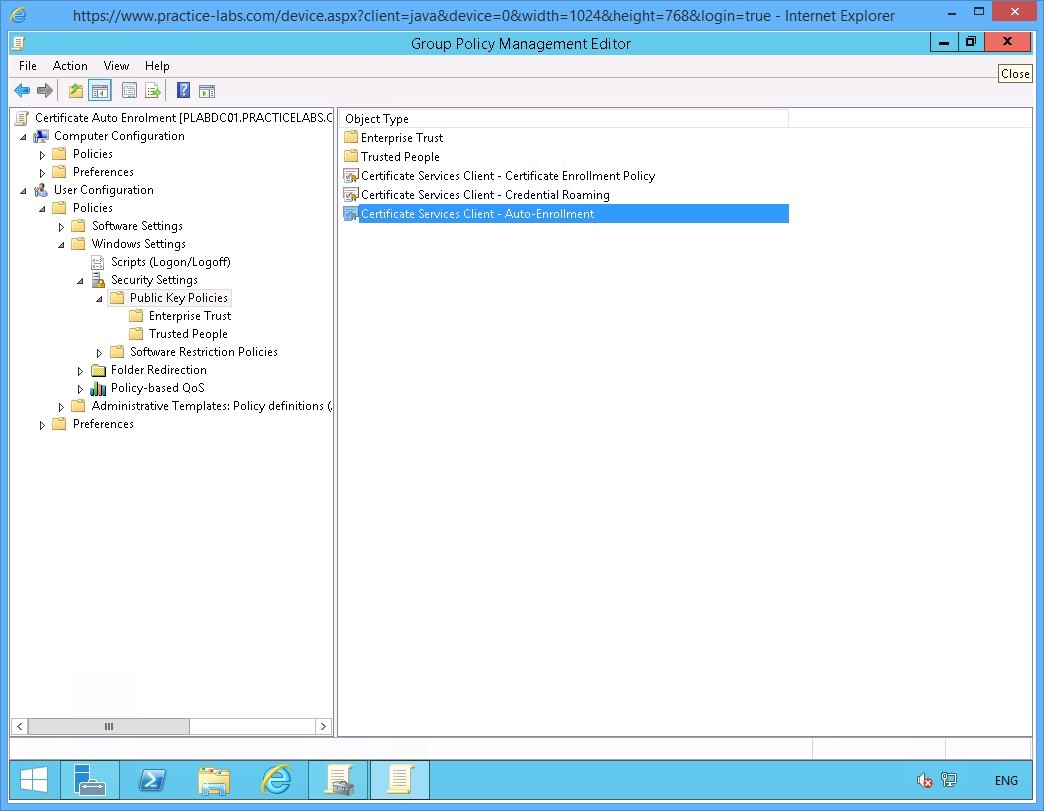 Practice Labs screenshot.